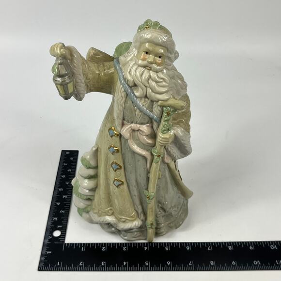 Vintage Christmas Delights Porcelain Santa Table Piece With Gold Trim 10.5” Tall - Picture 8 of 9